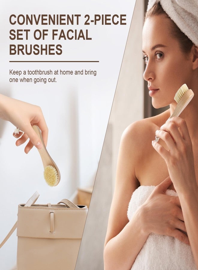 DEBETOOL Wooden Face Dry Brush with Natural Boar Bristle 2-Pack Exfoliating Facial Dry Brush with Hanging Rope - Gentle for Face & Body Cleaning - Image 4